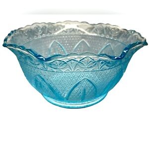 Princess House vintage LE Smith “Capri” blue glass bowl made in USA